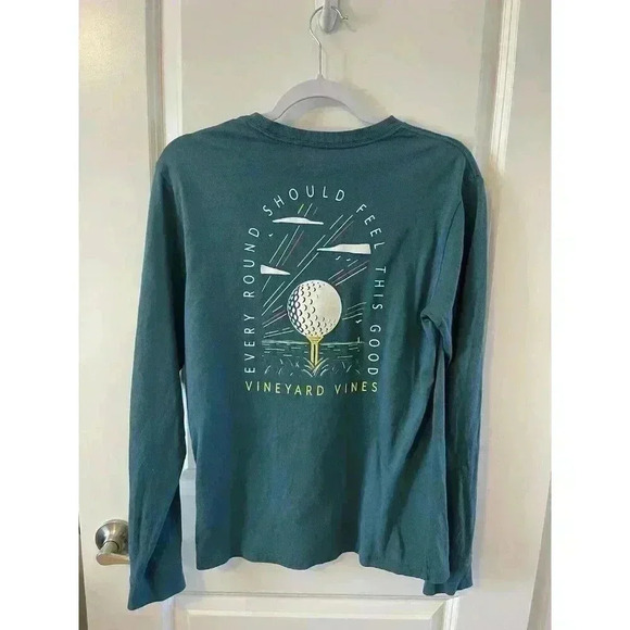 Vineyard Vines Size XS Every Round Should Feel This Good LS Green T Shirt NWOT - Picture 4 of 5